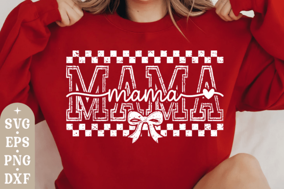 Mama Checkered Bow: Graphics for T-Shirt Designs