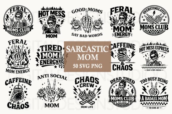 Sarcastic Mom SVG Bundle: Graphics & Illustrations